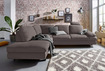 MINKŠTAS KAMPAS L FORMOS NR47 STRUKTURA RUDA BE MIEGO FUNKCIJOS