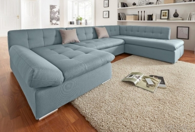 Minkštas kampas U formos Nr23 sviesiai melsvas su miego funkcija