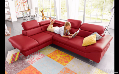 Minkštas kampas L formos Nr7 naturali oda raudona (2)