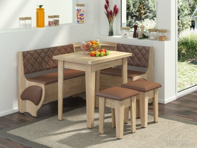 VIRTUVINIS KAMPAS "MILORDAS" (VINILAS) KOMPLEKTE SU STALU / 2 TABURETĖS